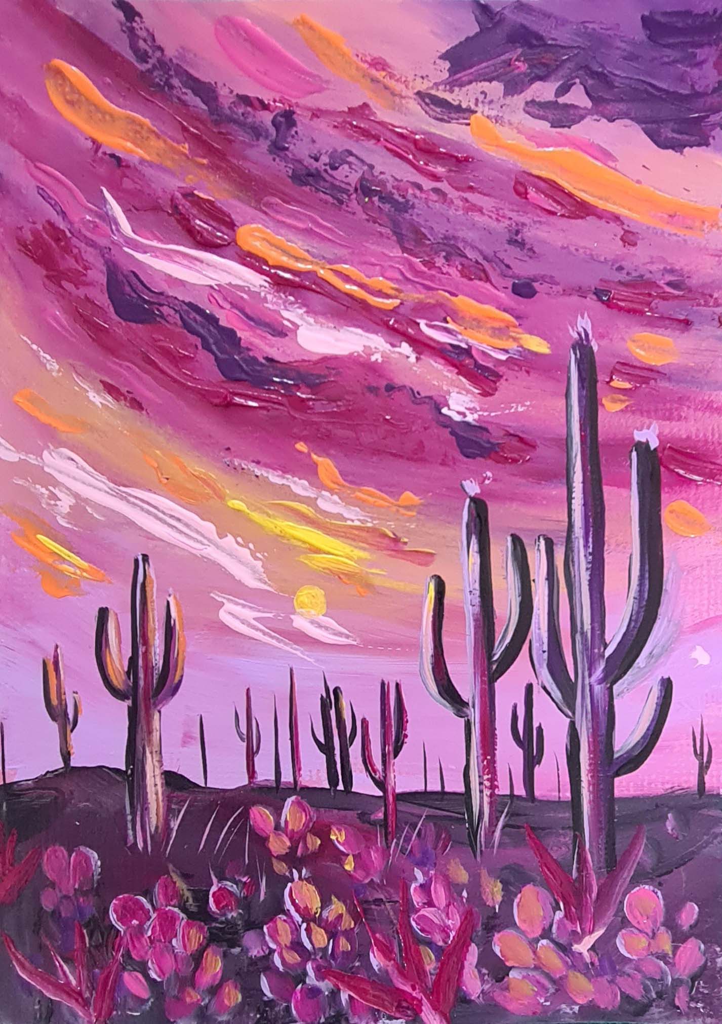 Midnight or Sunset Cactus Art Kit