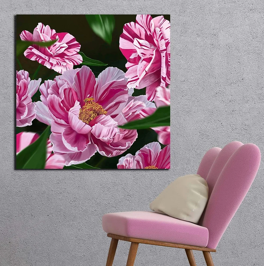 Candy Stripe Peonies - Canvas