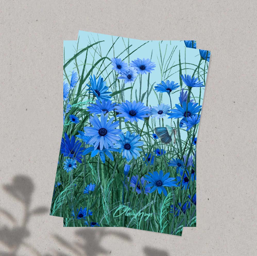 Blue African Daisy - Art Prints