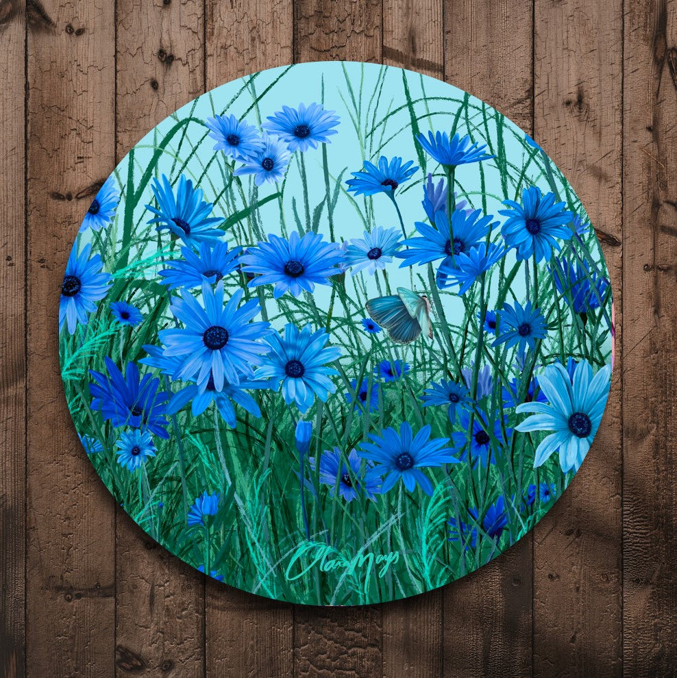 Blue African Daisy - Metal Outdoor Art