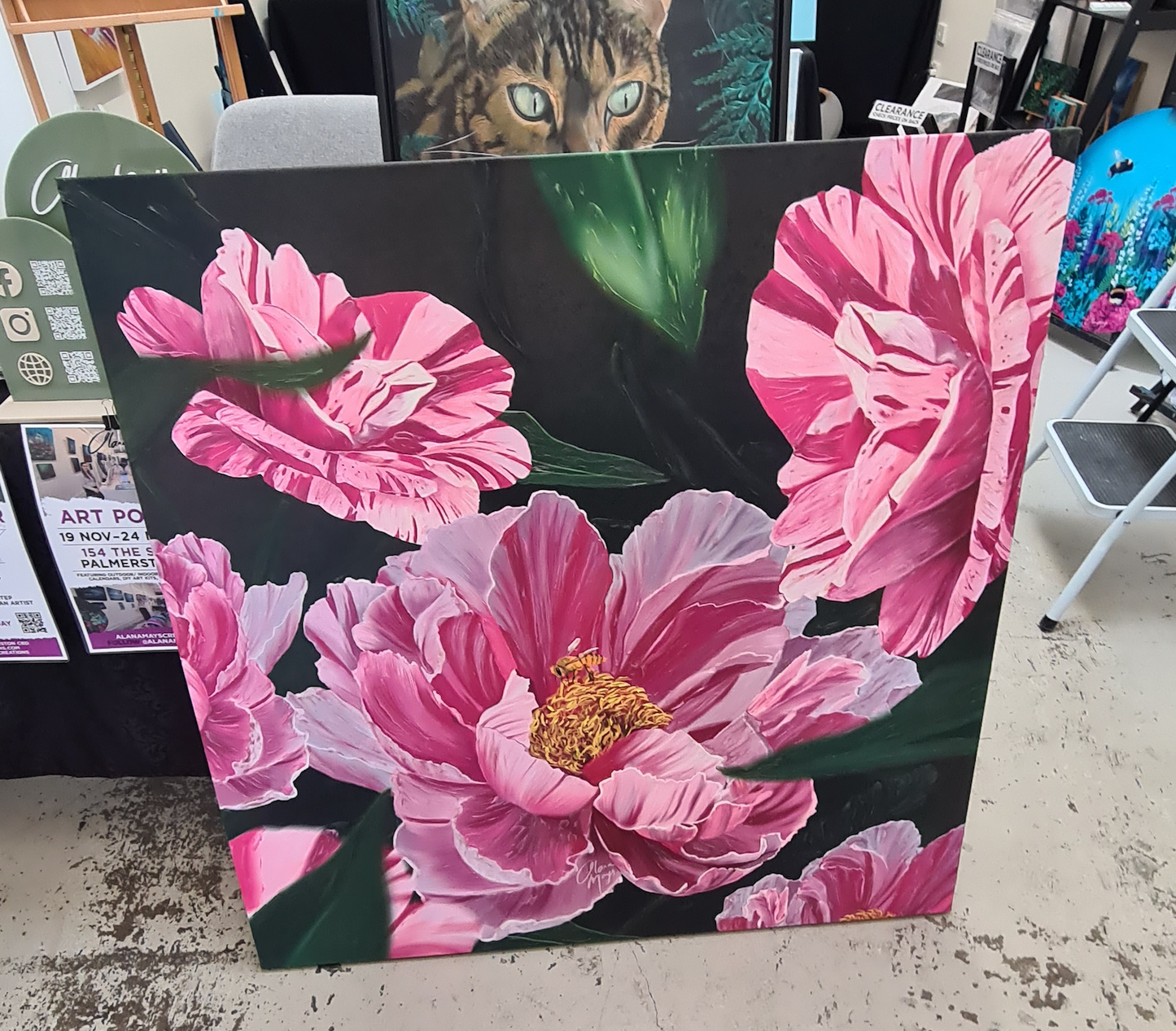 Candy Stripe Peonies - Canvas